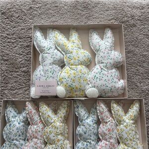 Laura Ashley 3 Sets 3 Fabric Bunny Easter 3-D Tails Floral Vase Filler Farmhouse